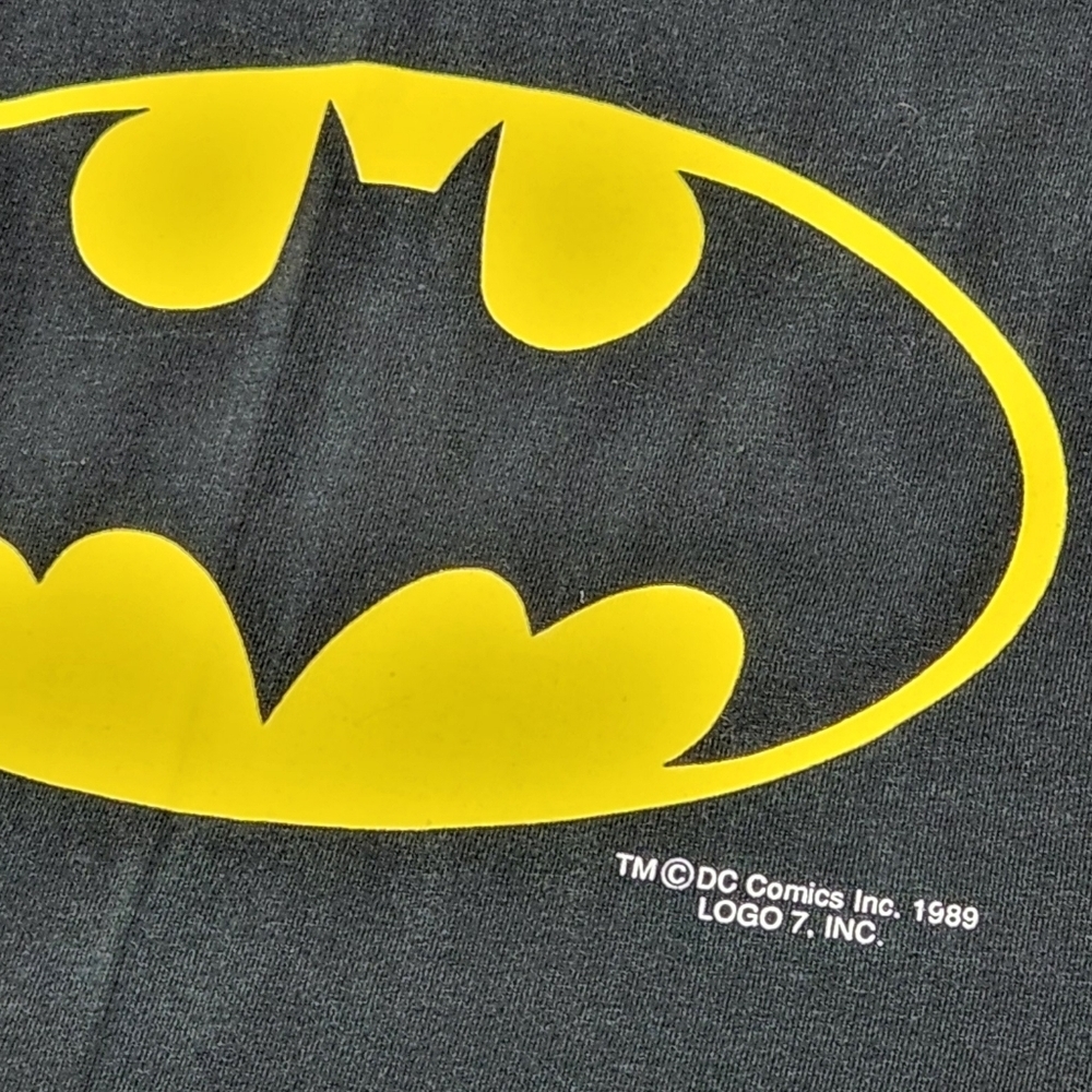 Batman × Fruit Of The Loom Made In USA Single Stitch Black Logo Tee Shirt Large - Picture 2 of 7